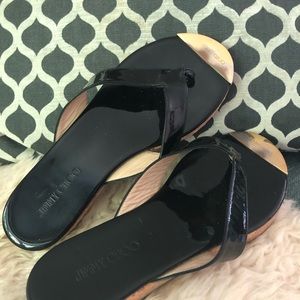 Jimmy Choo Black Patent Leather flip-flops size 36 (US 6)